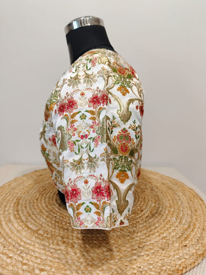 Banarasi White Kinkhwab Blouse