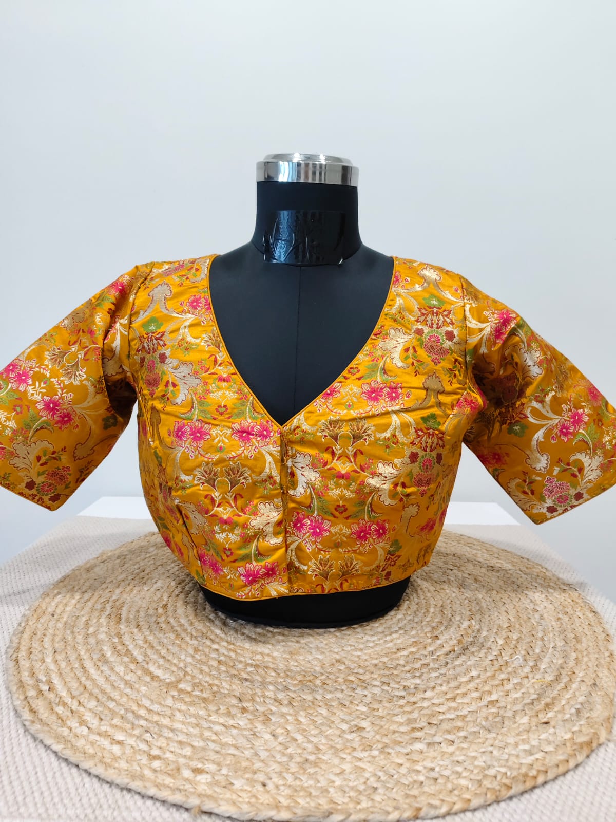 Banarasi Yellow Kinkhwab Blouse